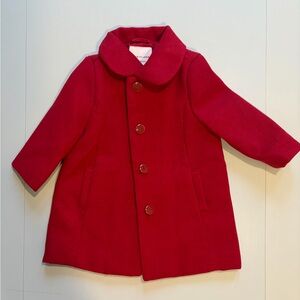 Janie & Jack NWT Stylish Red Coat with Puff Sleeves 6-12 months with bow